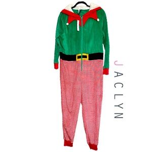 JACKYN INTIMATES Christmas Elf Onesie Hoodie Adult Size Large